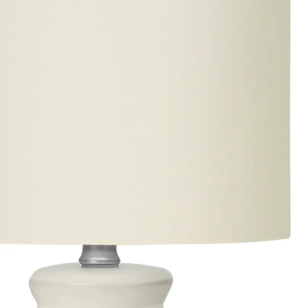 17" Cream Ceramic Geometric Table Lamp With Cream Drum Shade Homeroots Lighting