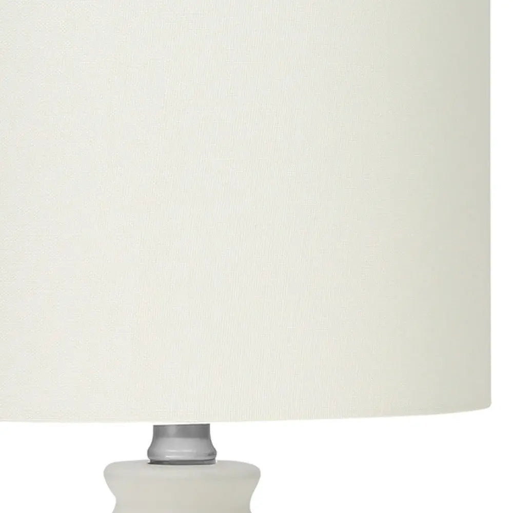 17" Cream Ceramic Round Table Lamp With Cream Drum Shade Homeroots Lighting