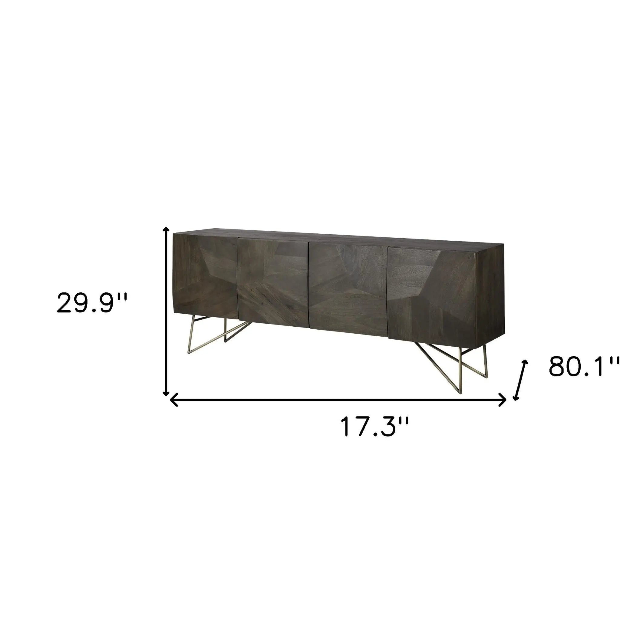 17" Dark Brown Solid Wood Sideboard with Four Doors Homeroots Kitchen & Dining