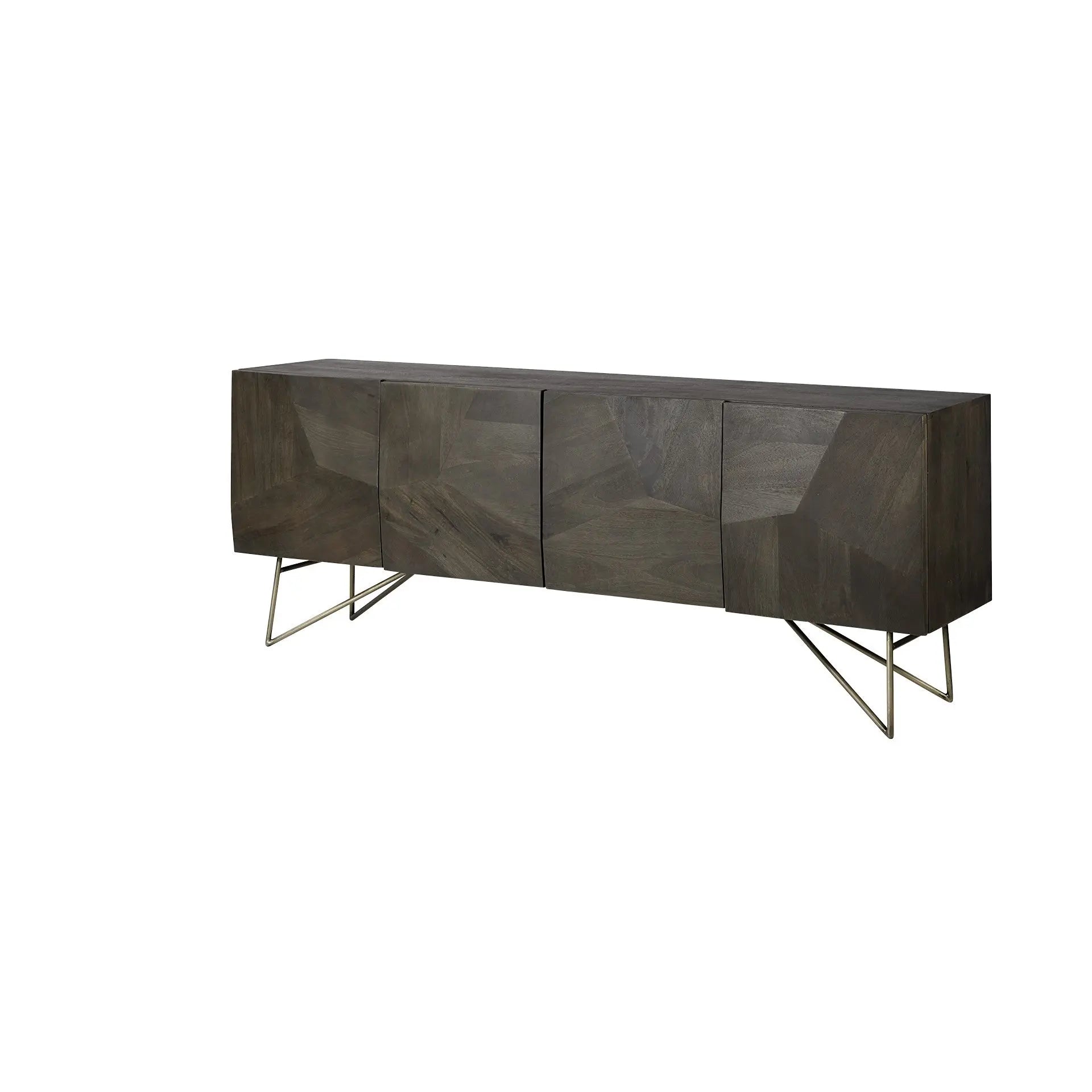 17" Dark Brown Solid Wood Sideboard with Four Doors Homeroots Kitchen & Dining