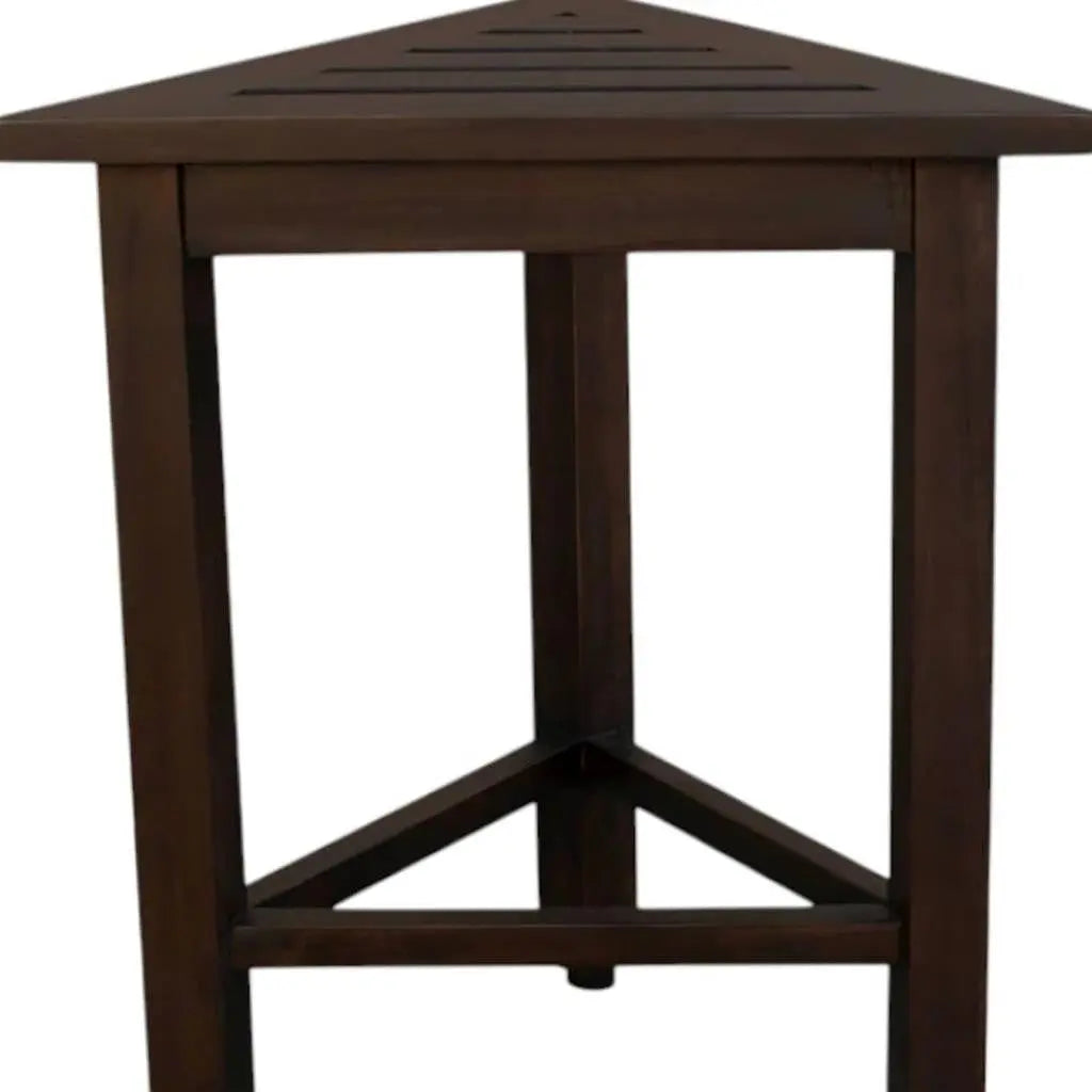 17" Dark Brown Teak Corner Shower Bench Homeroots Bed & Bath