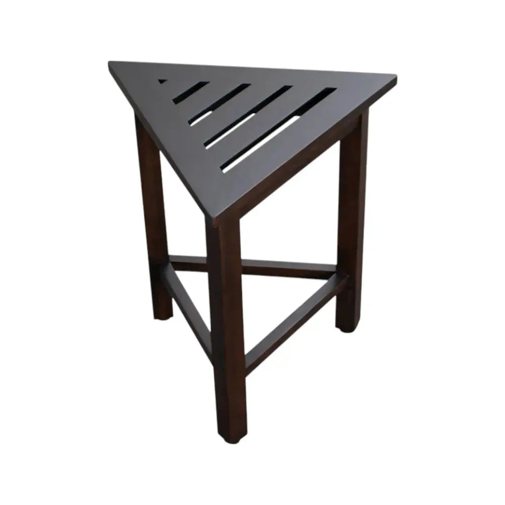 17" Dark Brown Teak Corner Shower Bench Homeroots Bed & Bath