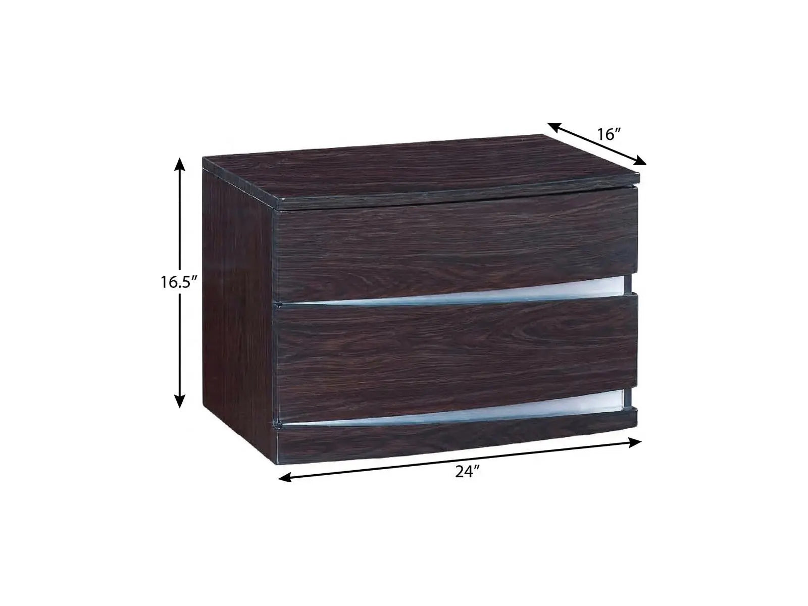 17" Dark Brown Two Drawers Manufactured Wood Mirrored Nightstand Homeroots Bed & Bath