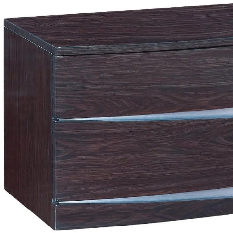 17" Dark Brown Two Drawers Manufactured Wood Mirrored Nightstand Homeroots Bed & Bath