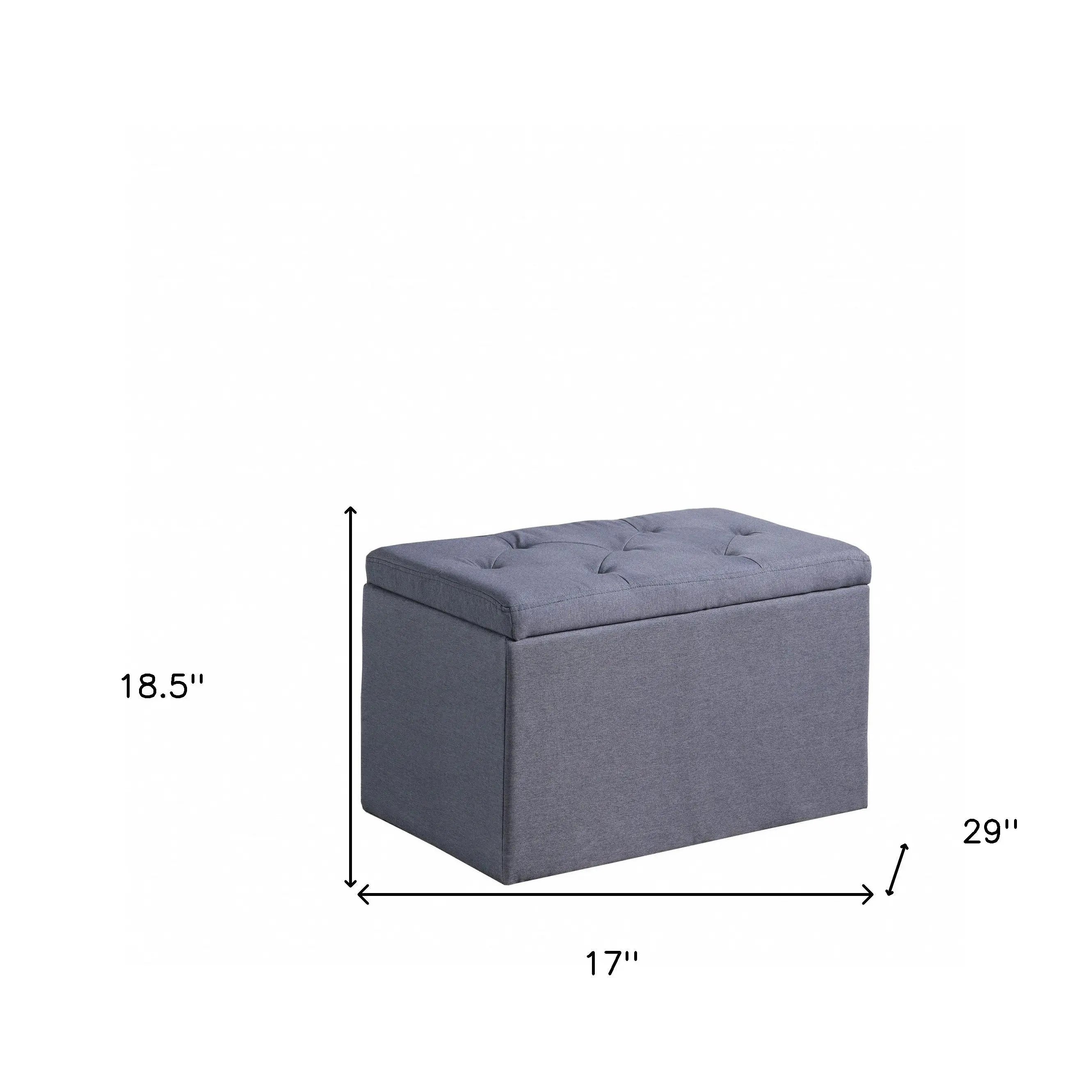 17" Dark Gray Linen Tufted Storage Ottoman Homeroots Living Room
