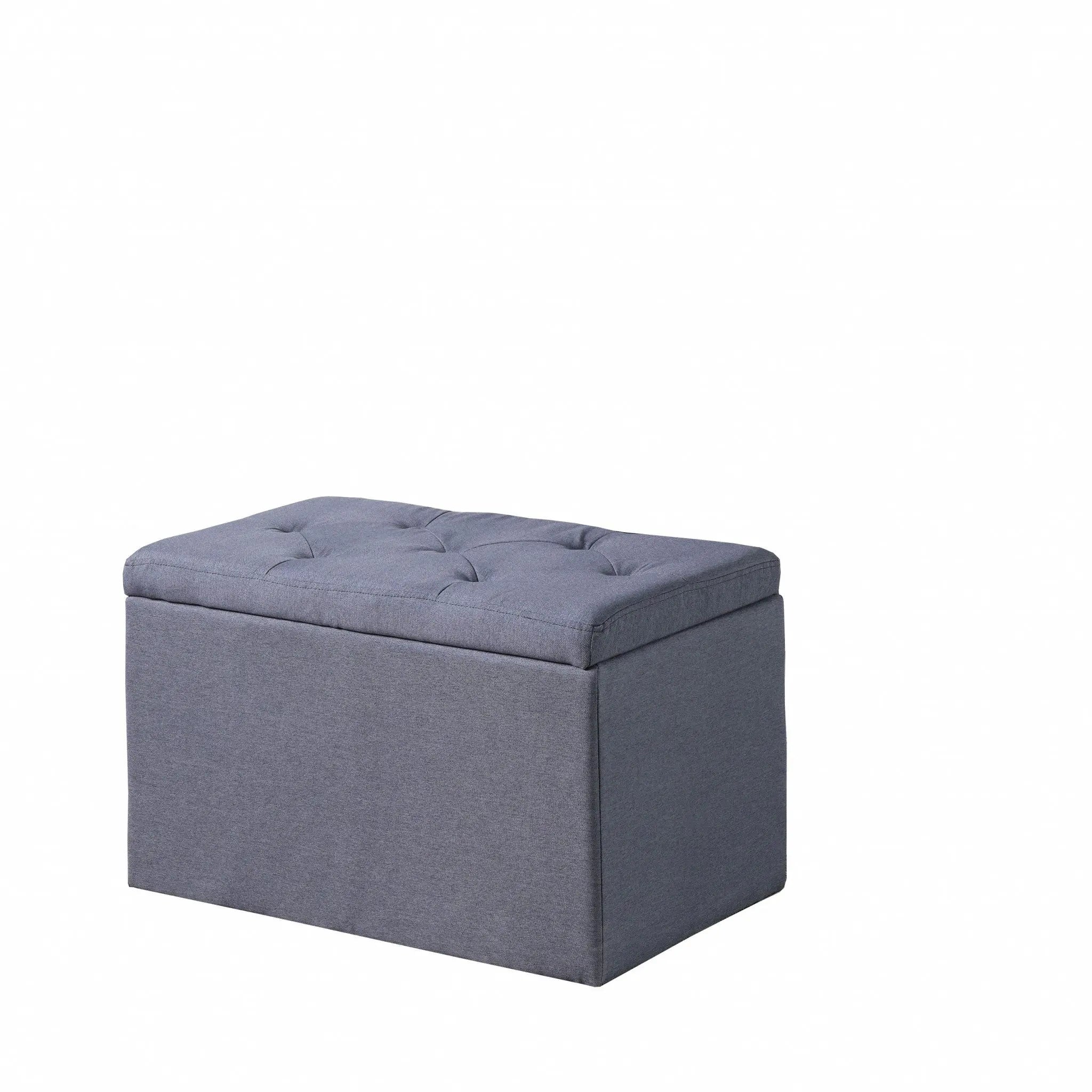 17" Dark Gray Linen Tufted Storage Ottoman Homeroots Living Room