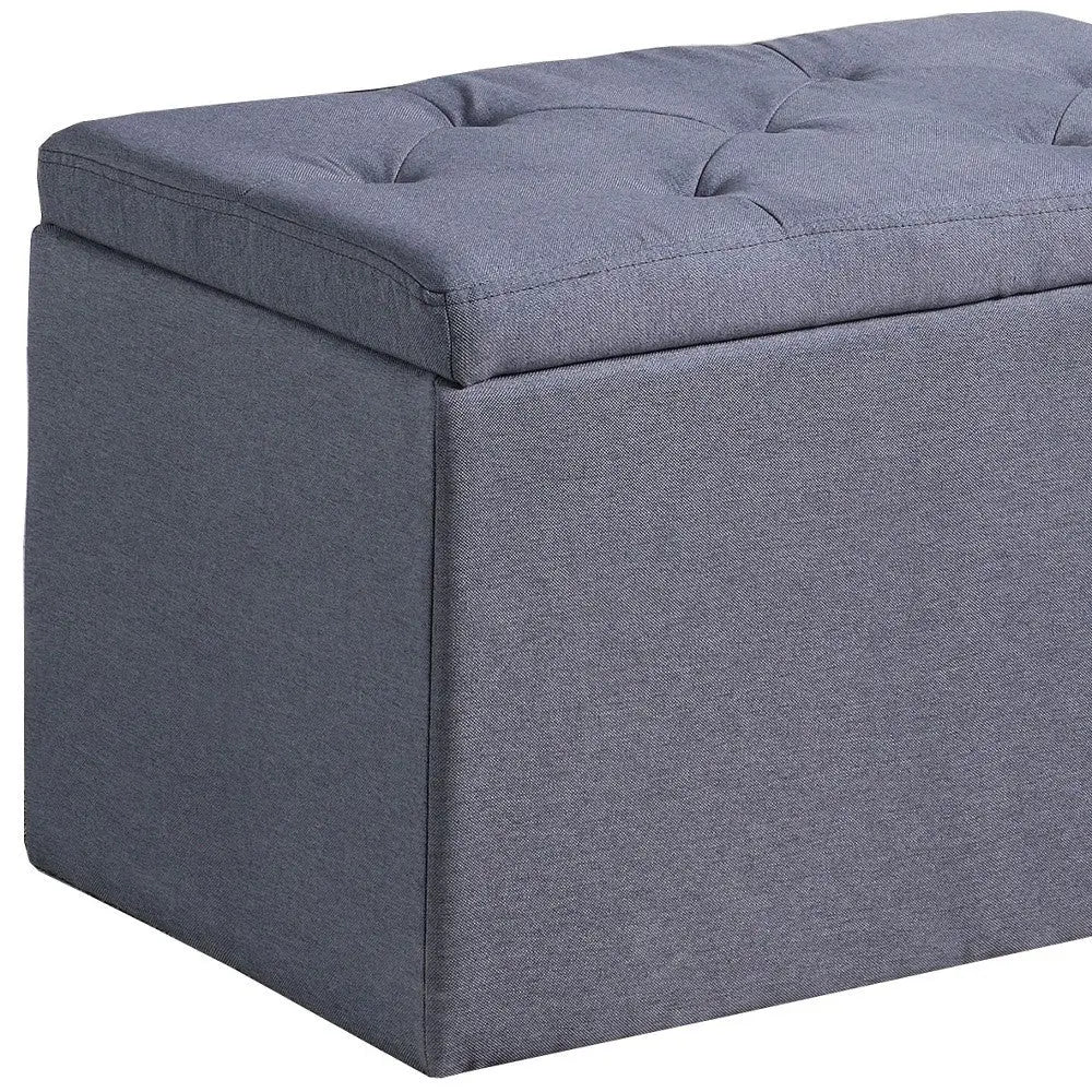 17" Dark Gray Linen Tufted Storage Ottoman Homeroots Living Room