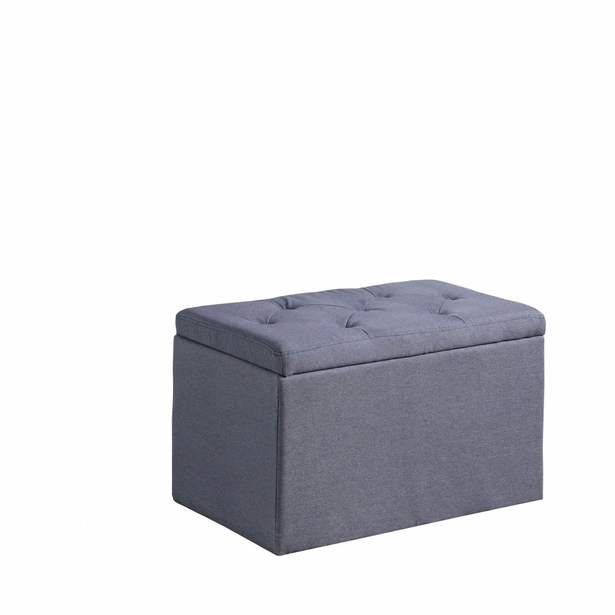 17" Dark Gray Linen Tufted Storage Ottoman Homeroots Living Room