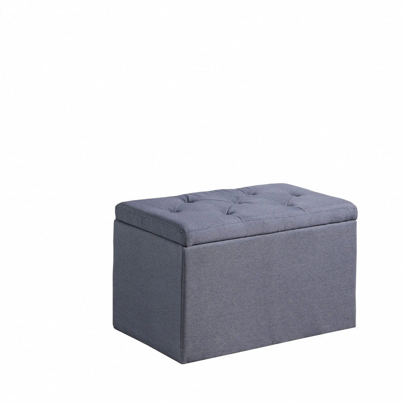 17" Dark Gray Linen Tufted Storage Ottoman Homeroots Living Room
