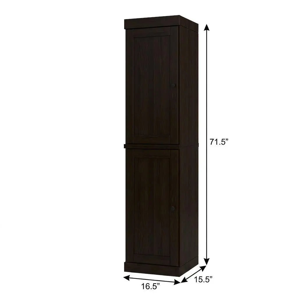 17" Espresso Solid Wood Free Standing Double Door Linen Cabinet Homeroots Organization