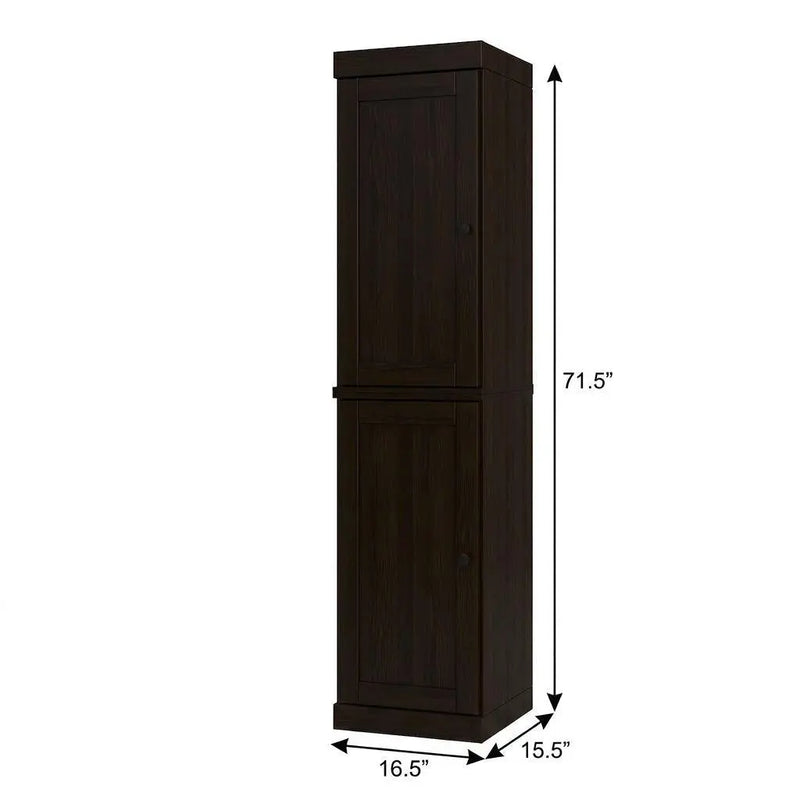 17" Espresso Solid Wood Free Standing Double Door Linen Cabinet Homeroots Organization