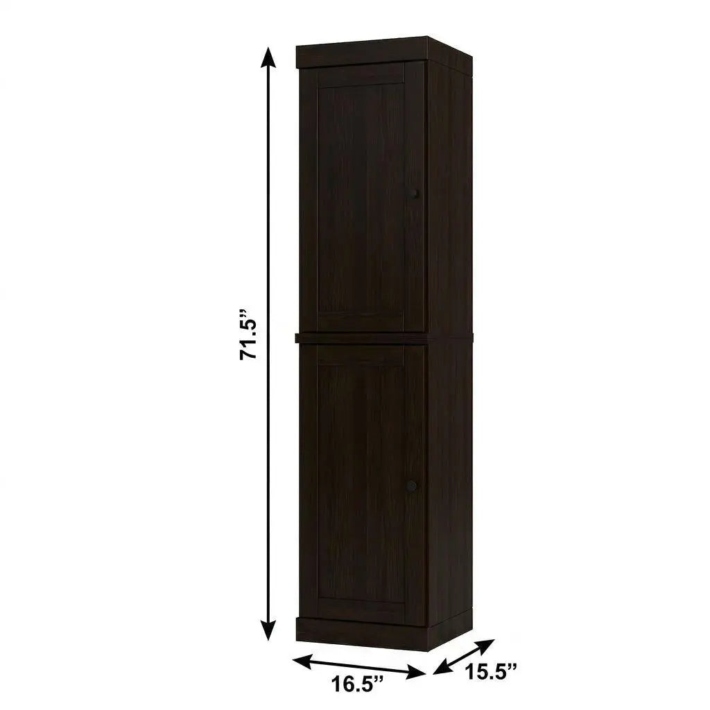 17" Espresso Solid Wood Free Standing Double Door Linen Cabinet Homeroots Organization
