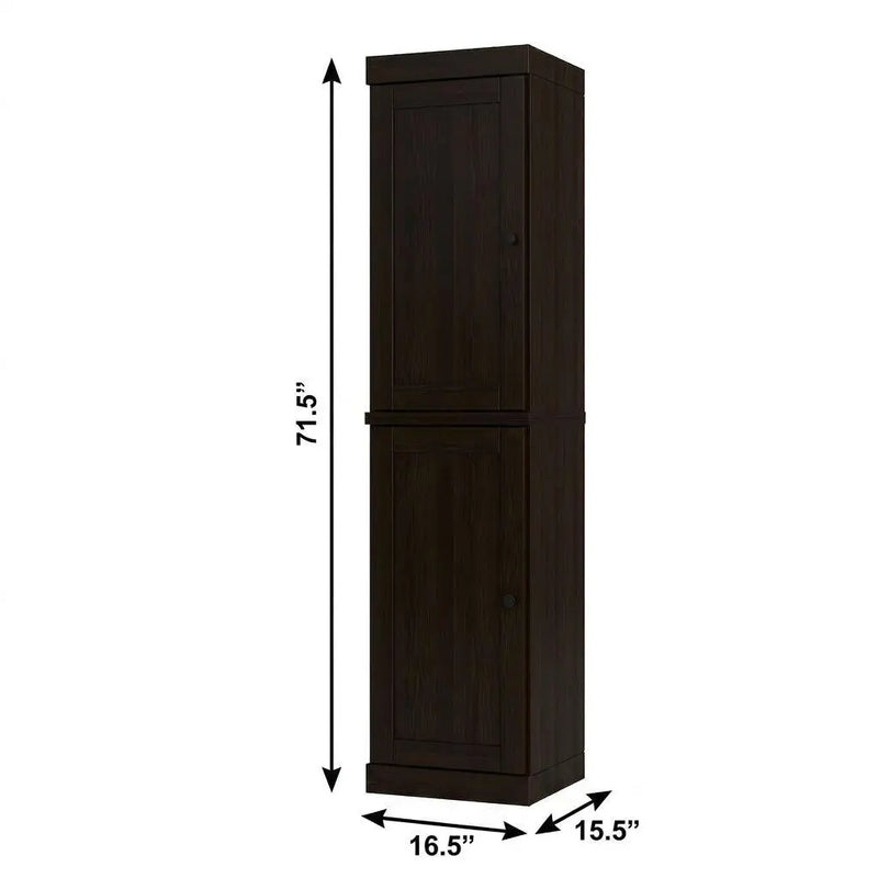 17" Espresso Solid Wood Free Standing Double Door Linen Cabinet Homeroots Organization