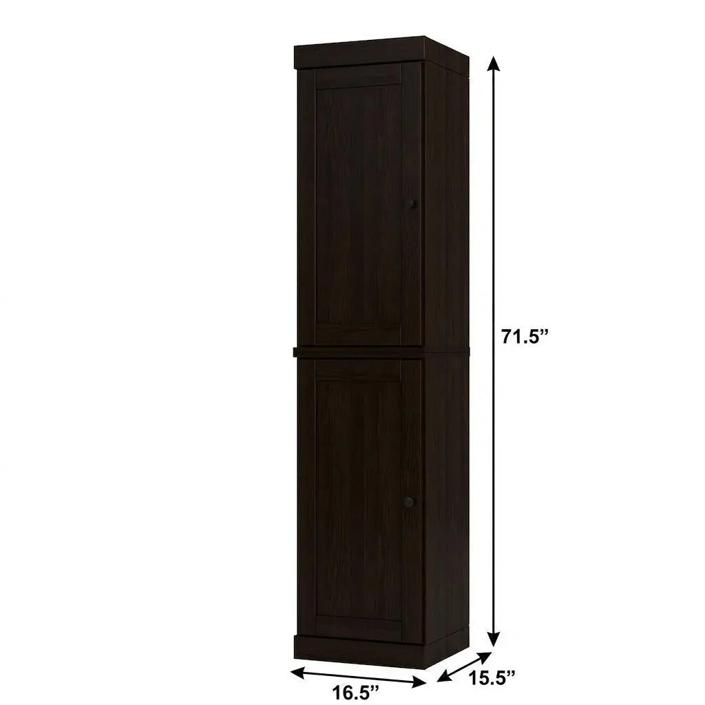 17" Espresso Solid Wood Free Standing Double Door Linen Cabinet Homeroots Organization