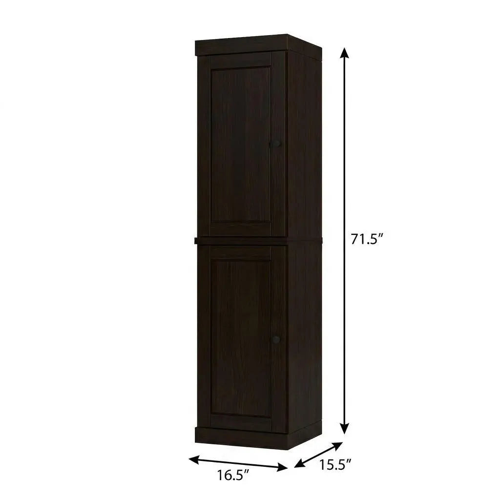 17" Espresso Solid Wood Free Standing Double Door Linen Cabinet Homeroots Organization