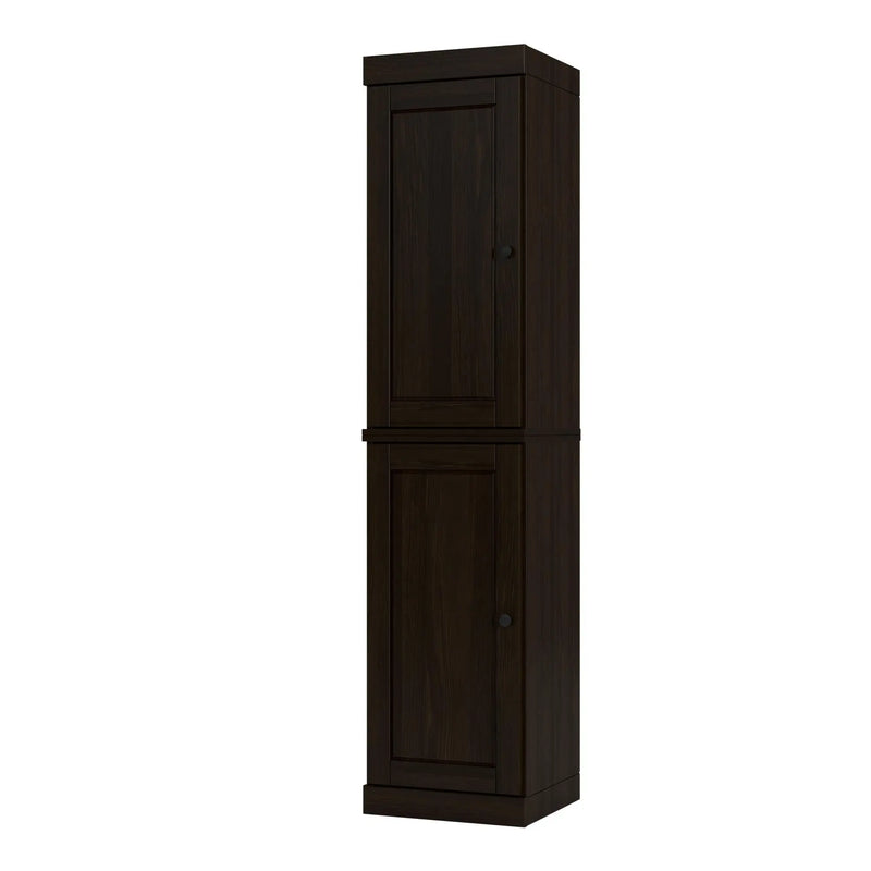17" Espresso Solid Wood Free Standing Double Door Linen Cabinet Homeroots Organization