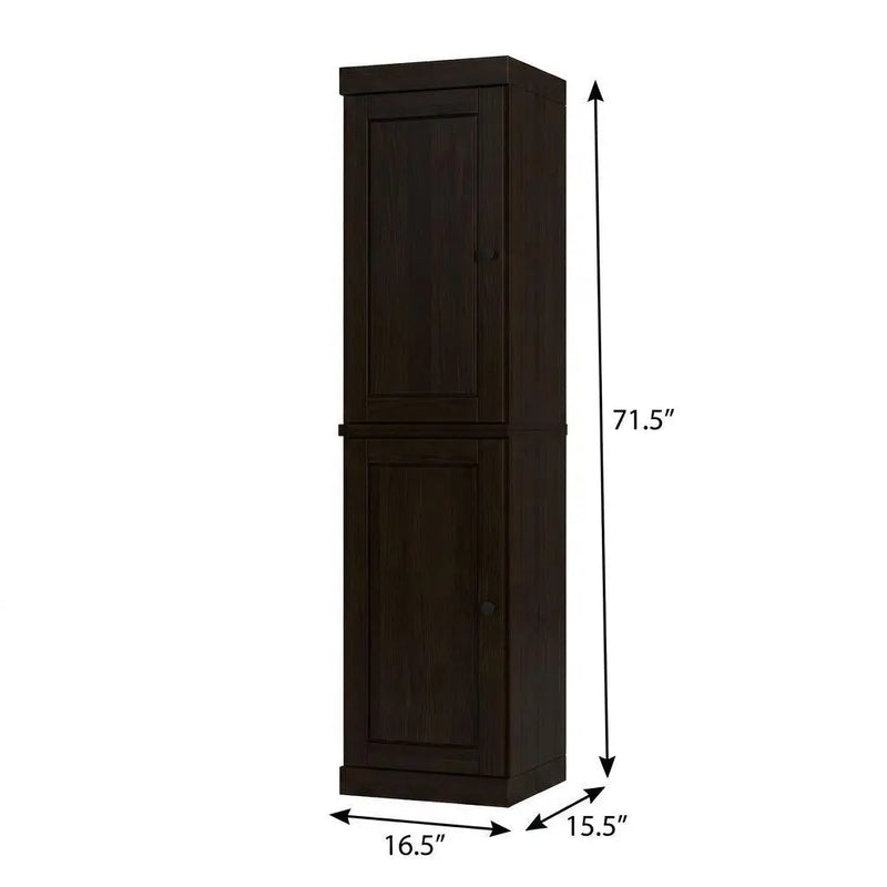 17" Espresso Solid Wood Free Standing Double Door Linen Cabinet Homeroots Organization