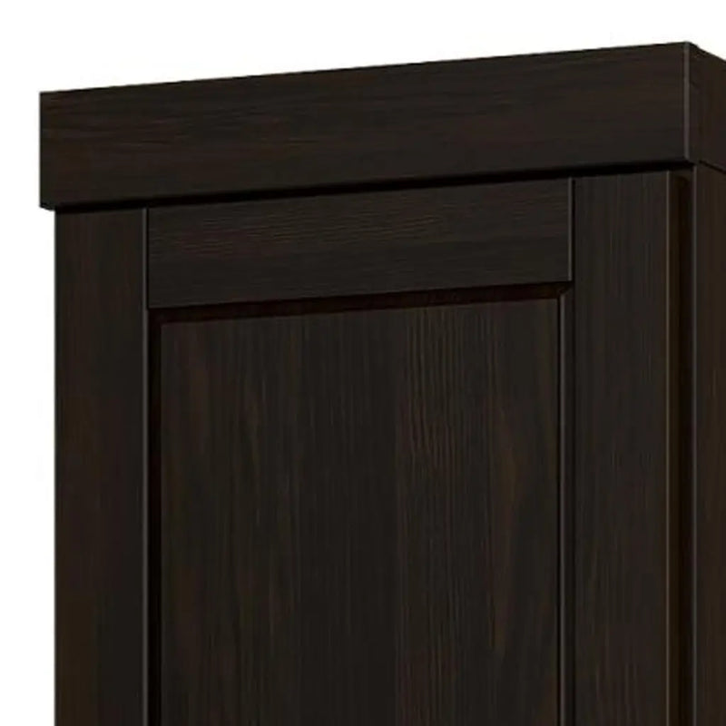 17" Espresso Solid Wood Free Standing Double Door Linen Cabinet Homeroots Organization