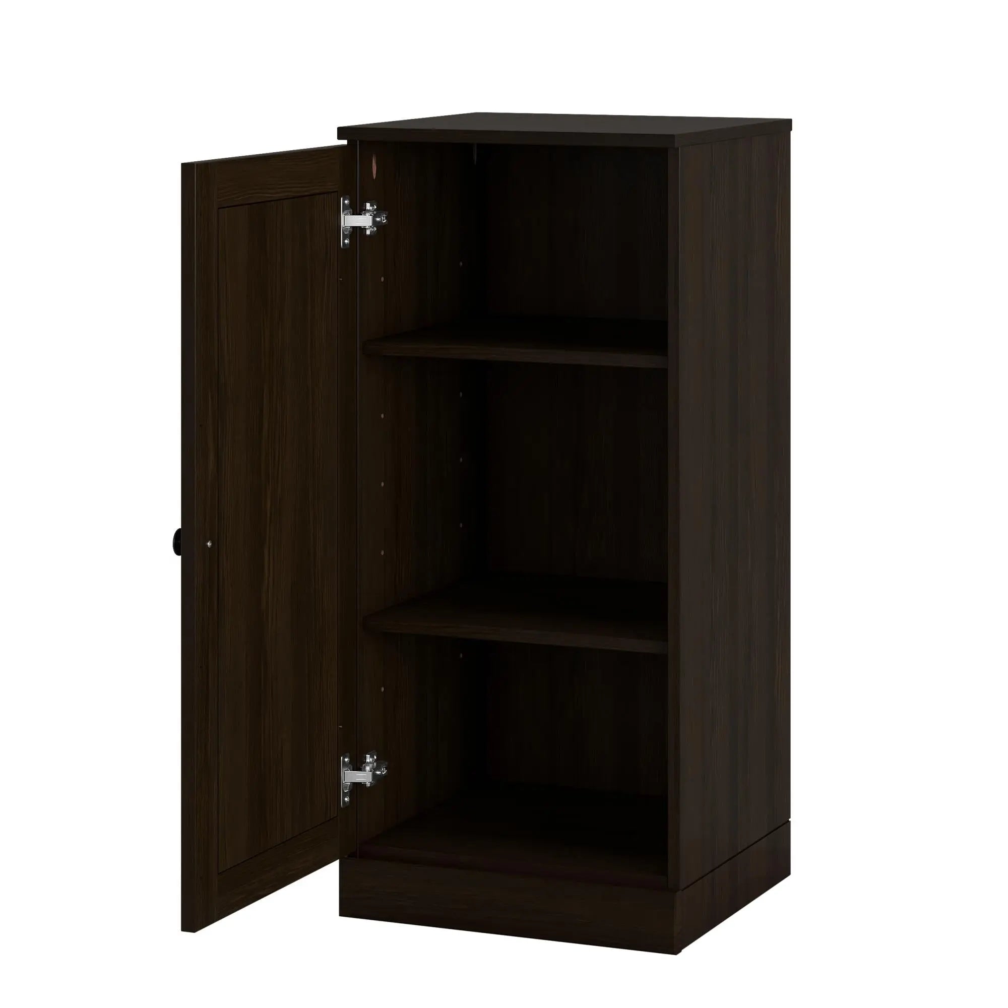 17" Espresso Solid Wood Free Standing Single Door Linen Cabinet Homeroots Organization