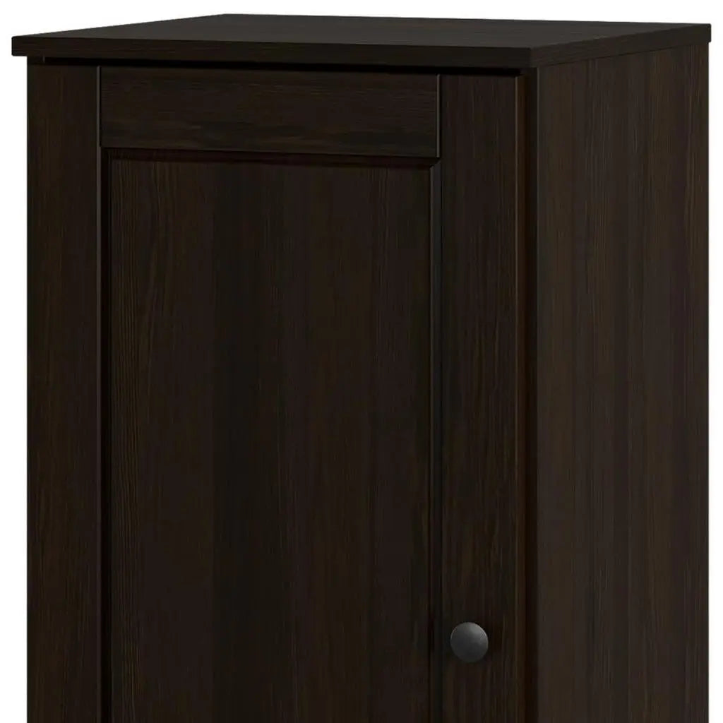 17" Espresso Solid Wood Free Standing Single Door Linen Cabinet Homeroots Organization