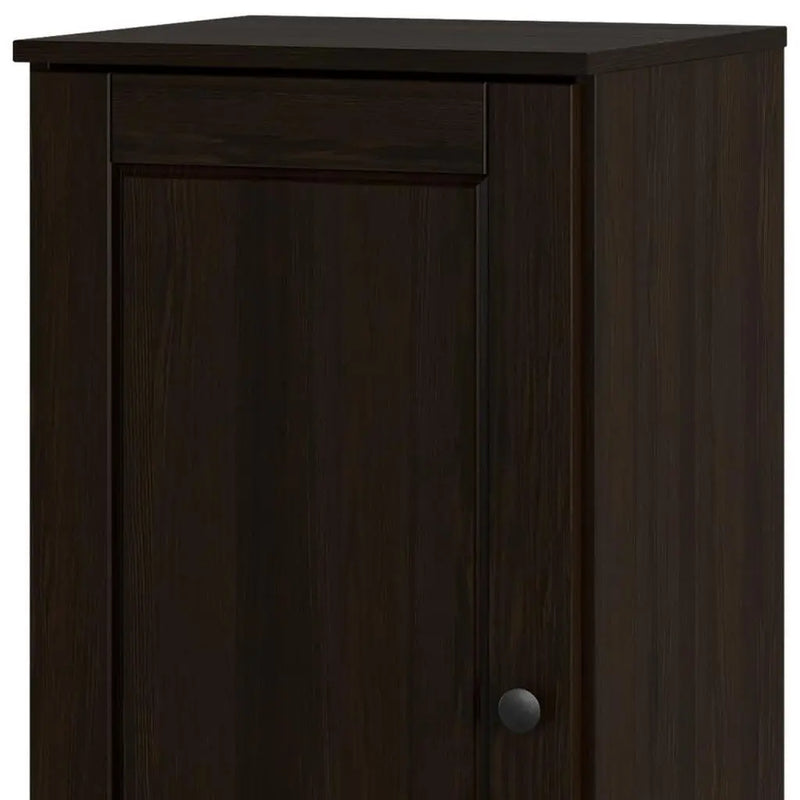 17" Espresso Solid Wood Free Standing Single Door Linen Cabinet Homeroots Organization