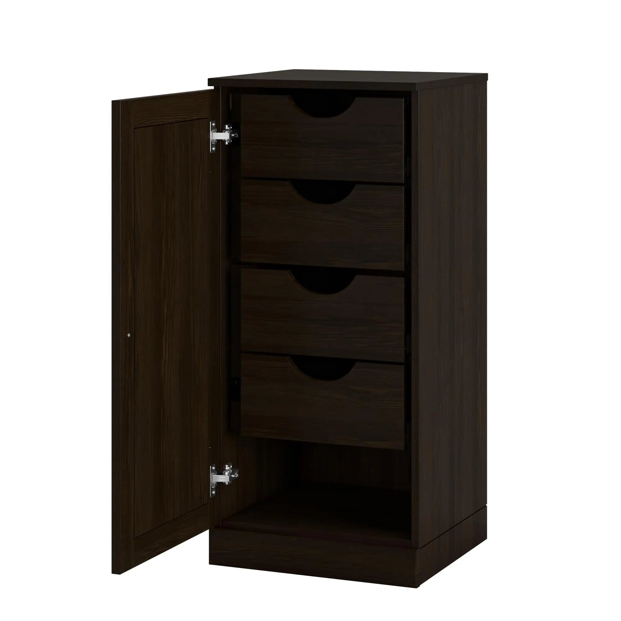 17" Espresso Solid Wood Free Standing Single Door Linen Cabinet Homeroots Organization