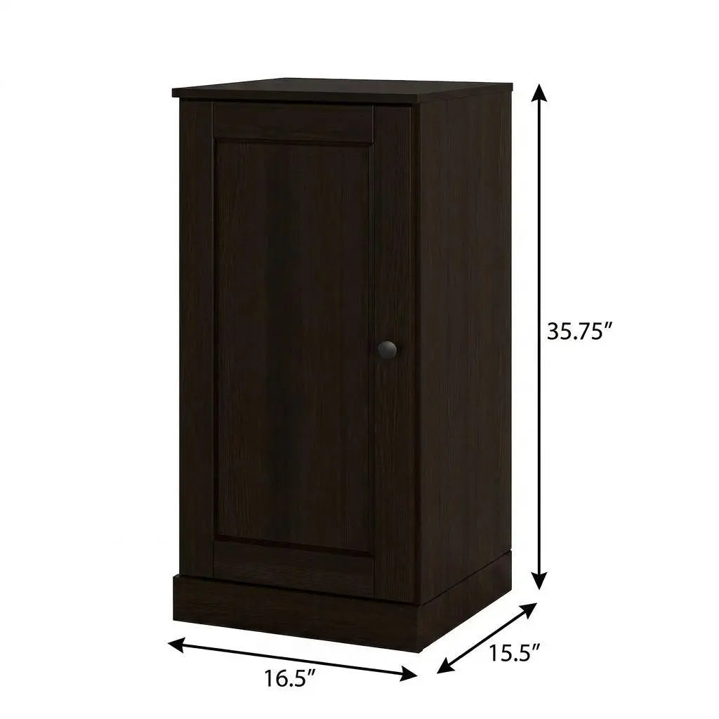 17" Espresso Solid Wood Free Standing Single Door Linen Cabinet Homeroots Organization