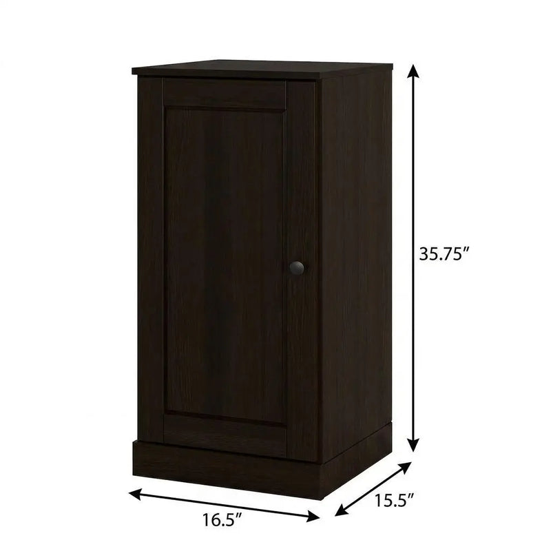 17" Espresso Solid Wood Free Standing Single Door Linen Cabinet Homeroots Organization
