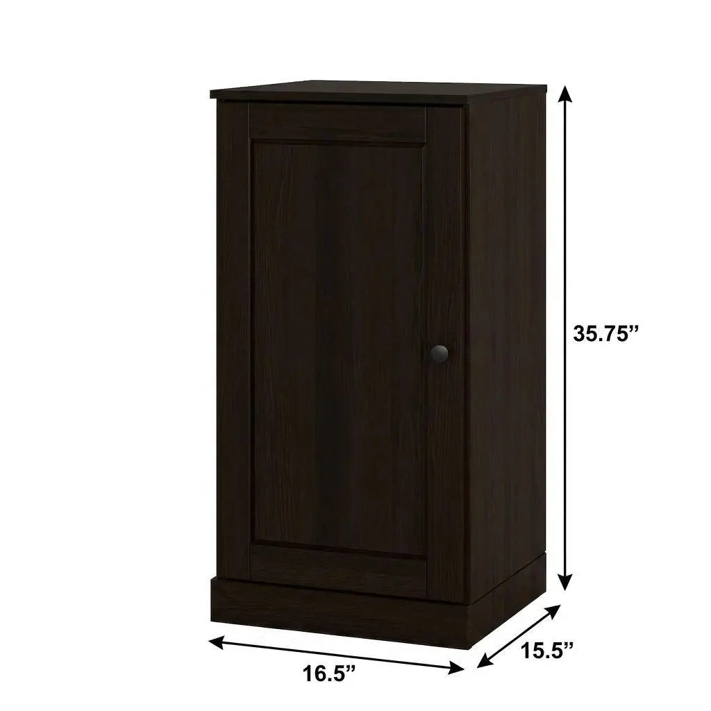 17" Espresso Solid Wood Free Standing Single Door Linen Cabinet Homeroots Organization