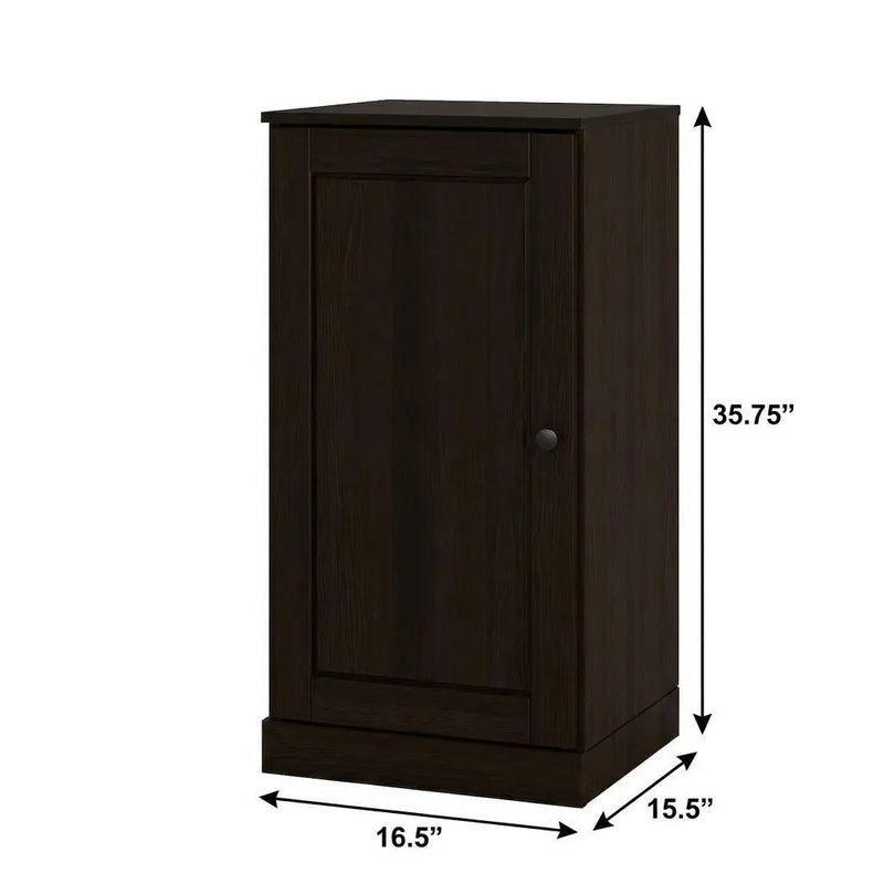 17" Espresso Solid Wood Free Standing Single Door Linen Cabinet Homeroots Organization