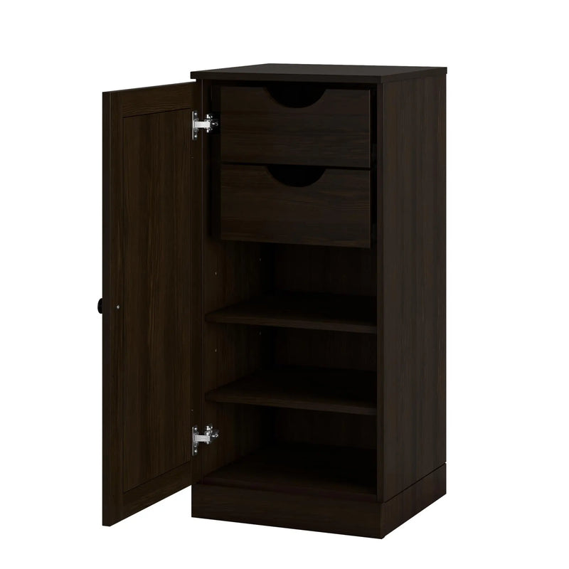 17" Espresso Solid Wood Free Standing Single Door Linen Cabinet Homeroots Organization