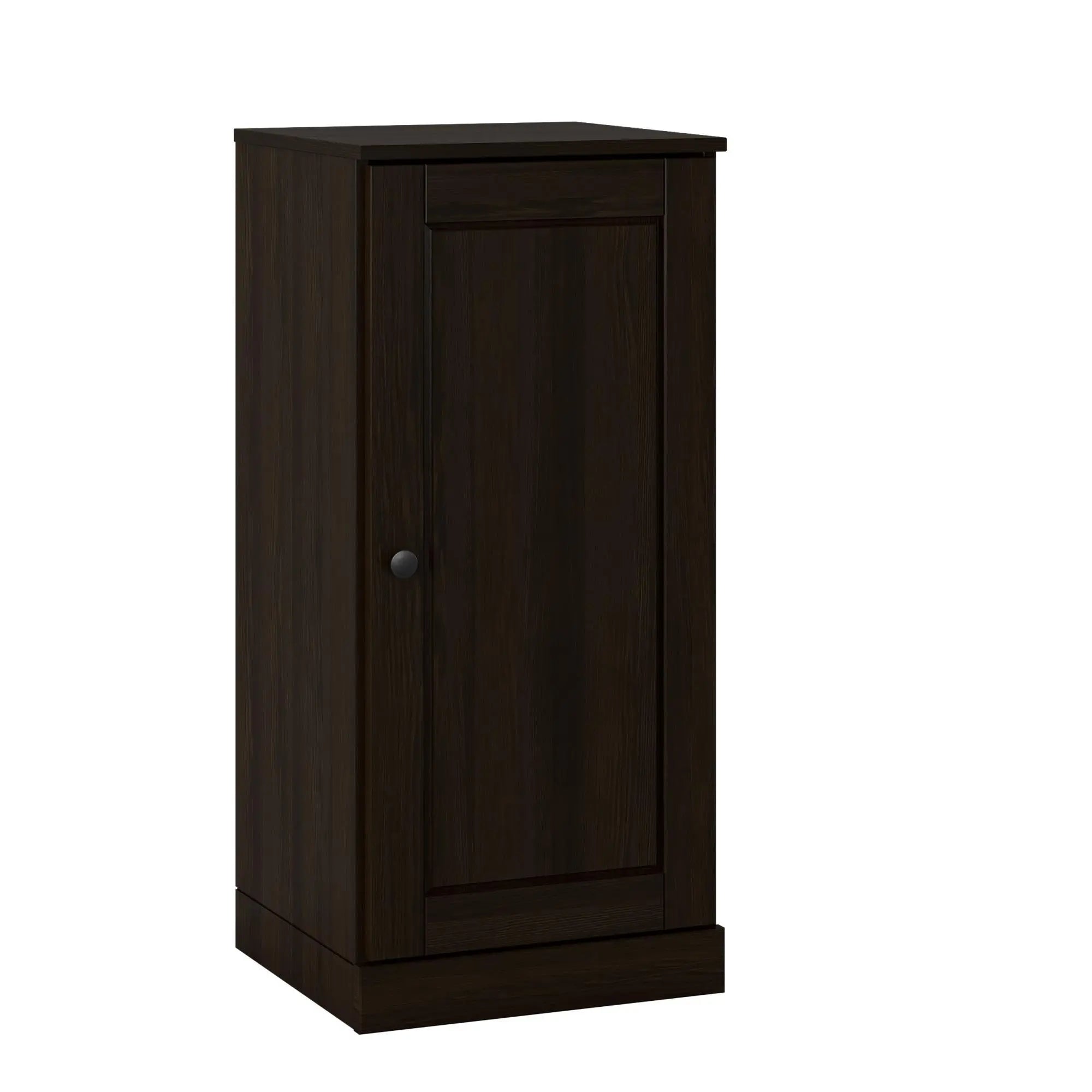17" Espresso Solid Wood Free Standing Single Door Linen Cabinet Homeroots Organization