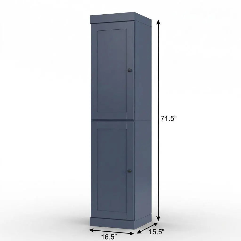 17" French Blue Solid Wood Free Standing Double Door Linen Cabinet Homeroots Organization