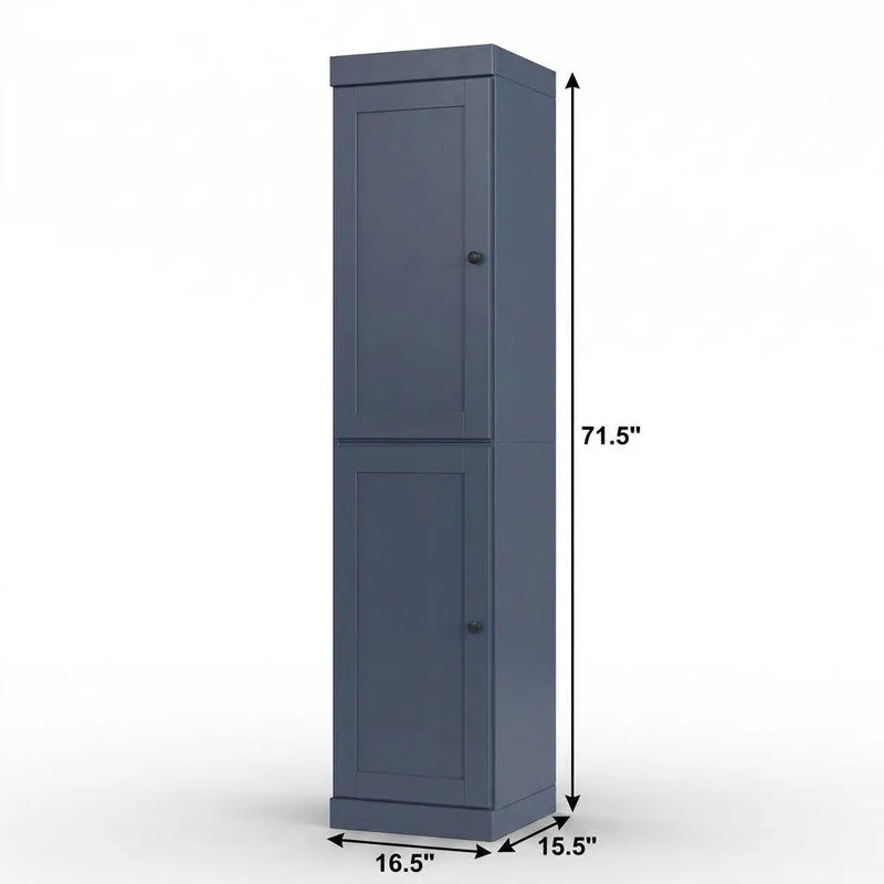 17" French Blue Solid Wood Free Standing Double Door Linen Cabinet Homeroots Organization