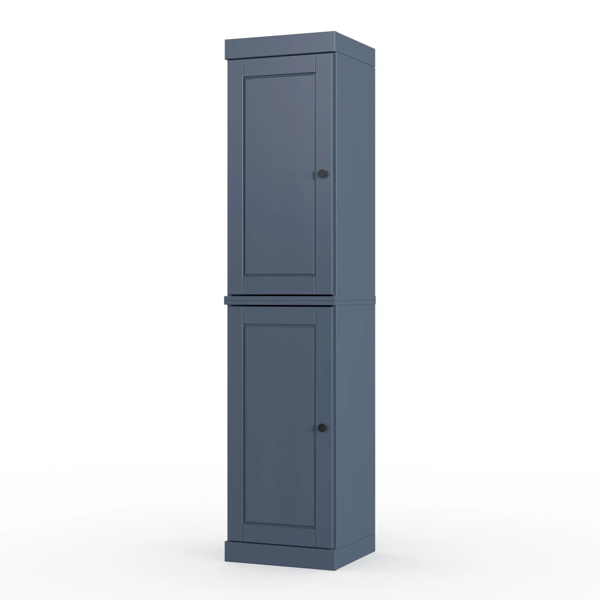17" French Blue Solid Wood Free Standing Double Door Linen Cabinet Homeroots Organization