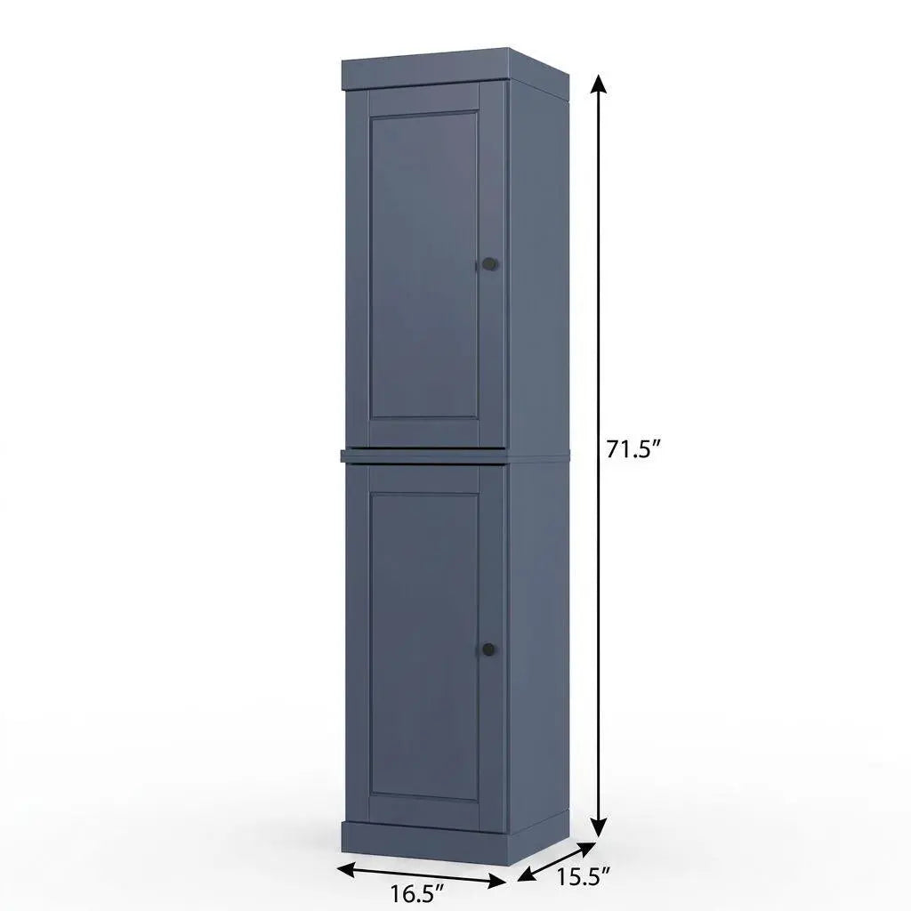 17" French Blue Solid Wood Free Standing Double Door Linen Cabinet Homeroots Organization