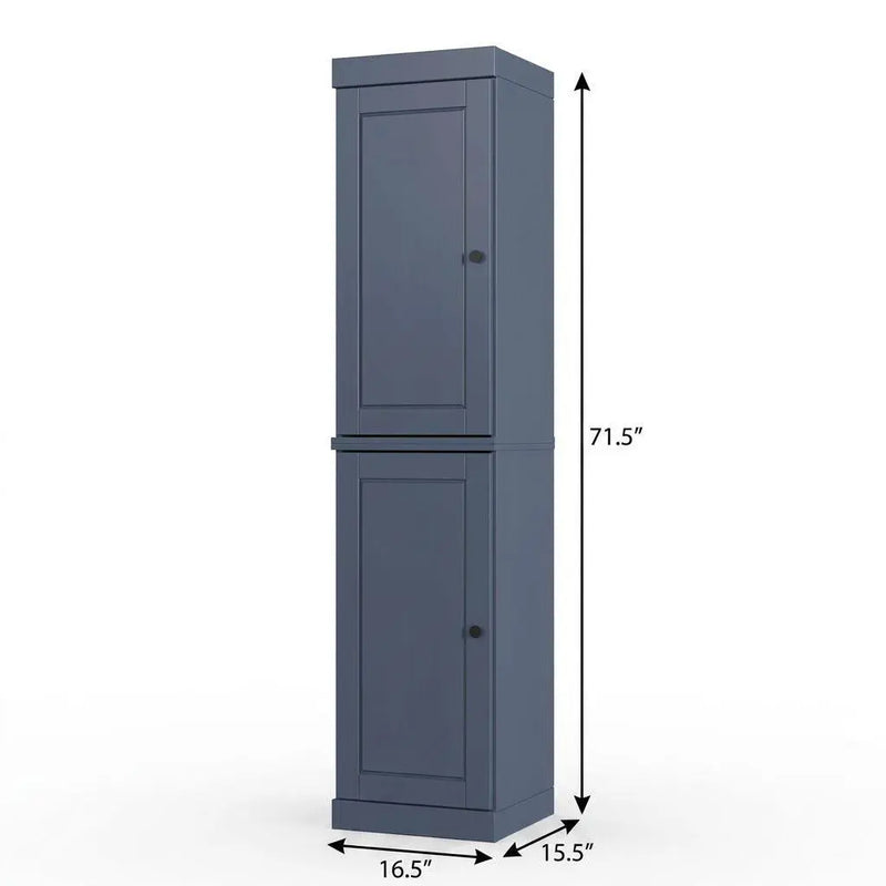 17" French Blue Solid Wood Free Standing Double Door Linen Cabinet Homeroots Organization