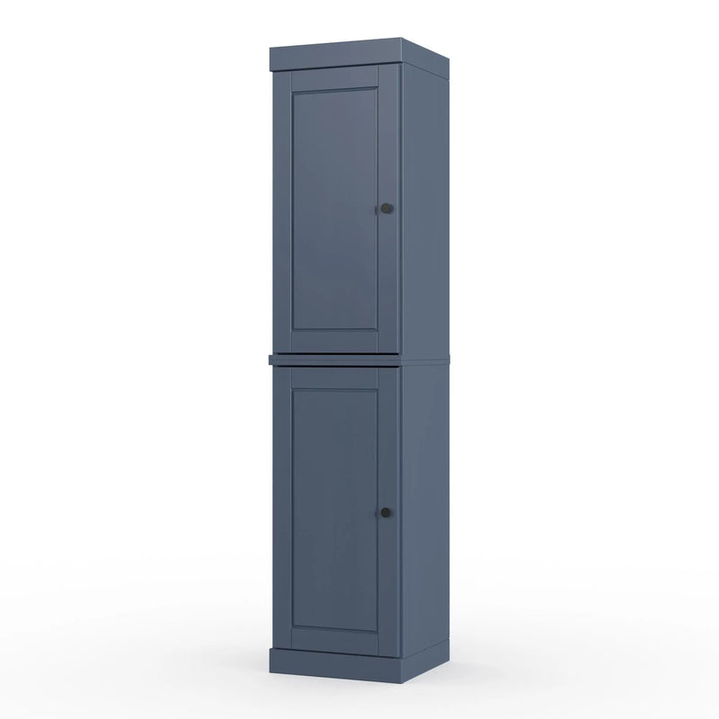 17" French Blue Solid Wood Free Standing Double Door Linen Cabinet Homeroots Organization