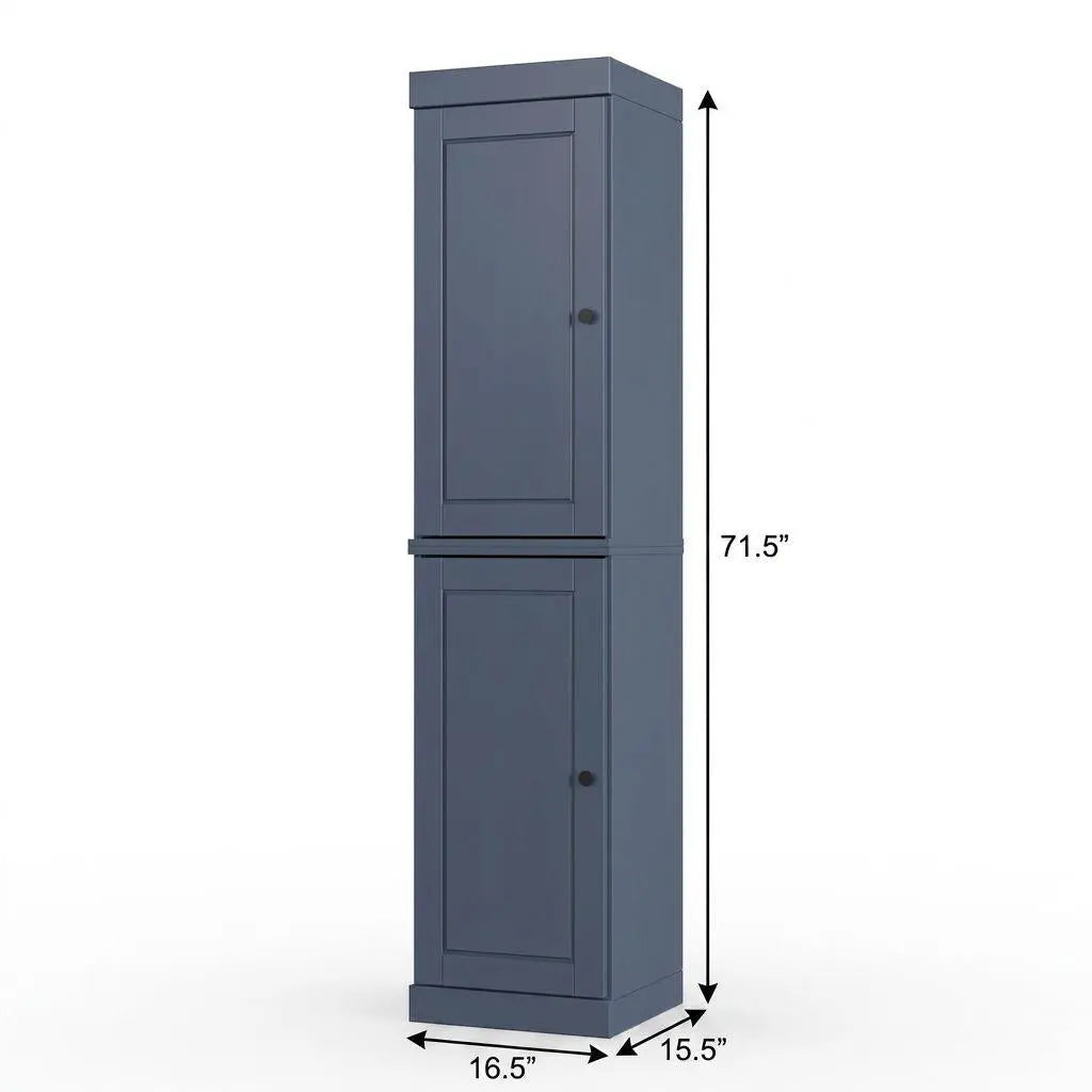 17" French Blue Solid Wood Free Standing Double Door Linen Cabinet Homeroots Organization