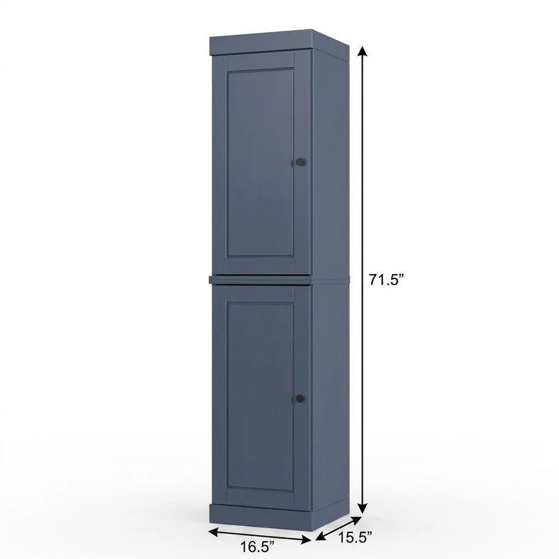 17" French Blue Solid Wood Free Standing Double Door Linen Cabinet Homeroots Organization