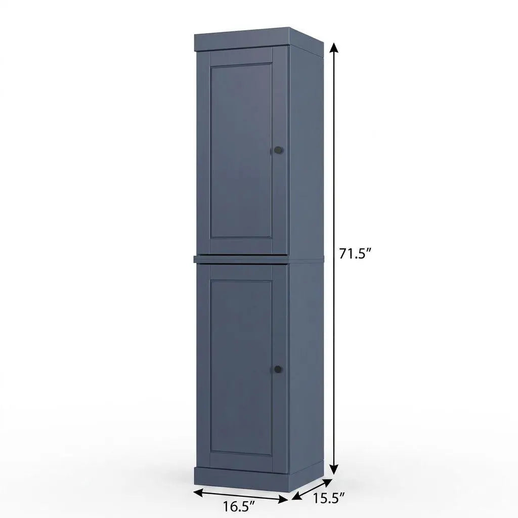 17" French Blue Solid Wood Free Standing Double Door Linen Cabinet Homeroots Organization