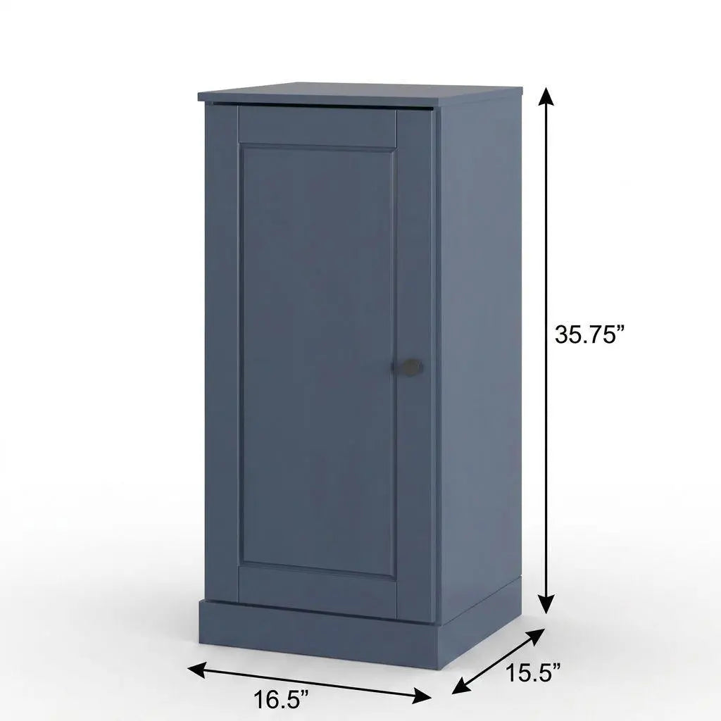 17" French Blue Solid Wood Free Standing Single Door Linen Cabinet Homeroots Organization