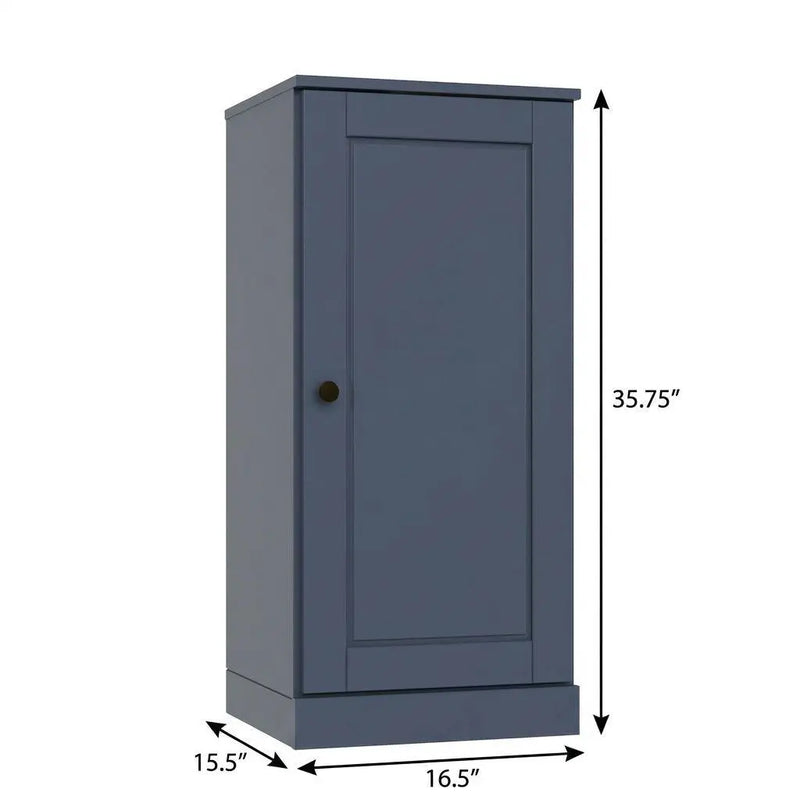 17" French Blue Solid Wood Free Standing Single Door Linen Cabinet Homeroots Organization