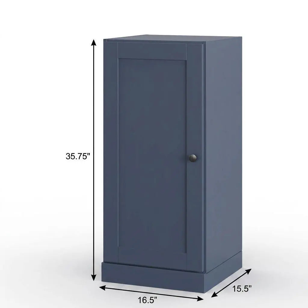 17" French Blue Solid Wood Free Standing Single Door Linen Cabinet Homeroots Organization