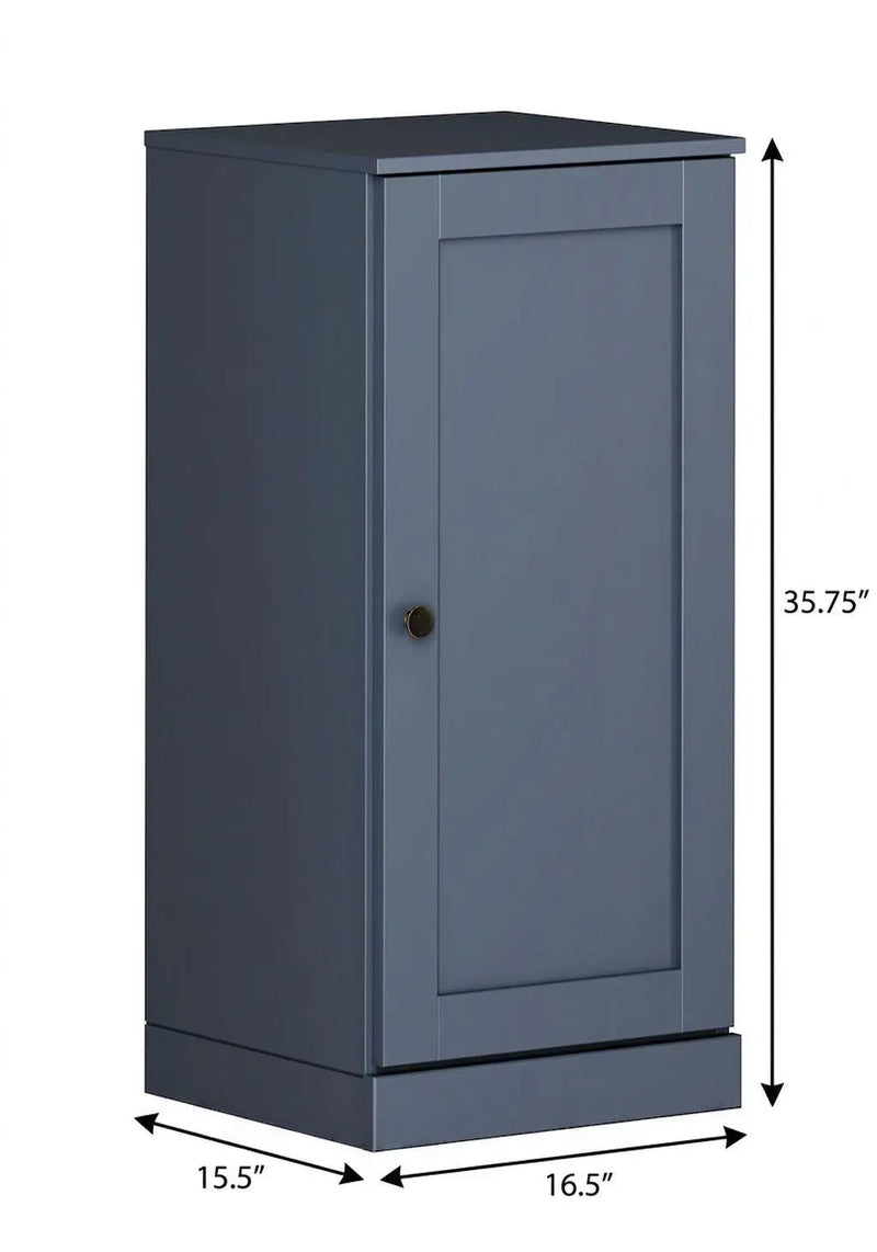 17" French Blue Solid Wood Free Standing Single Door Linen Cabinet Homeroots Organization