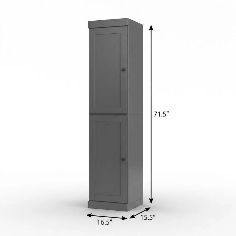 17" Gray Solid Wood Free Standing Double Door Linen Cabinet Homeroots Organization