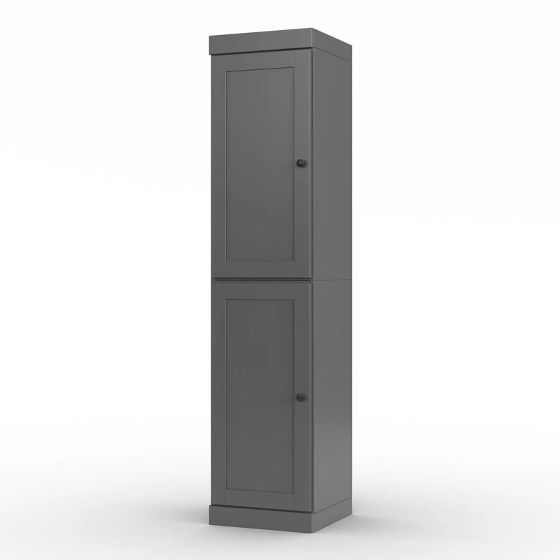 17" Gray Solid Wood Free Standing Double Door Linen Cabinet Homeroots Organization