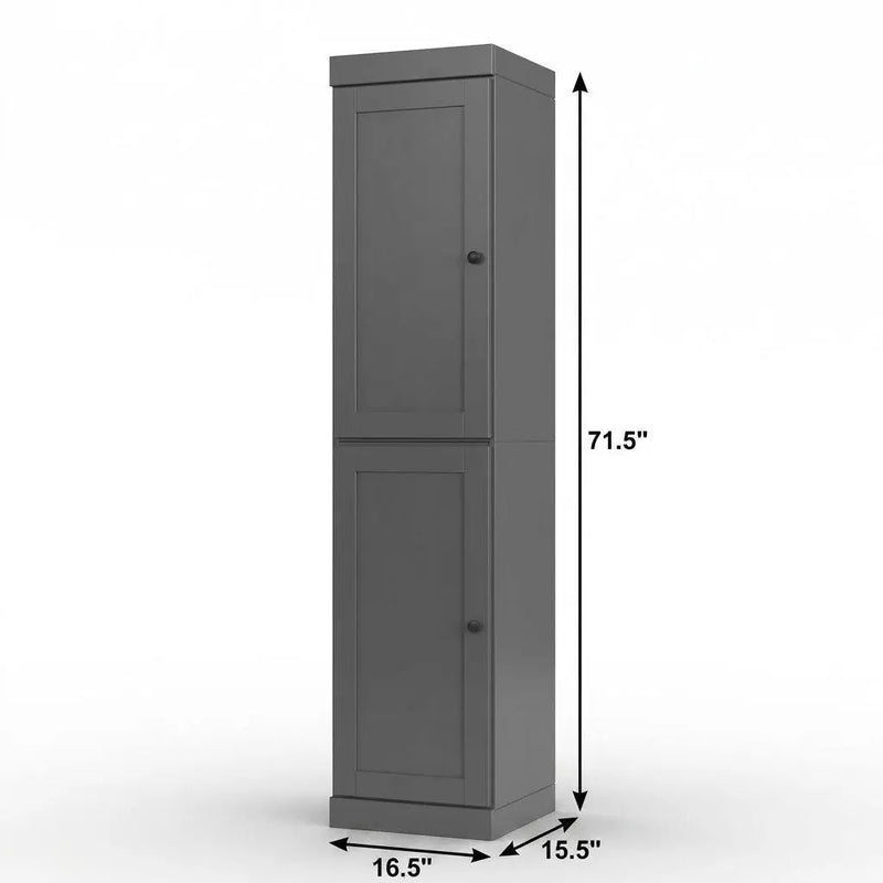 17" Gray Solid Wood Free Standing Double Door Linen Cabinet Homeroots Organization