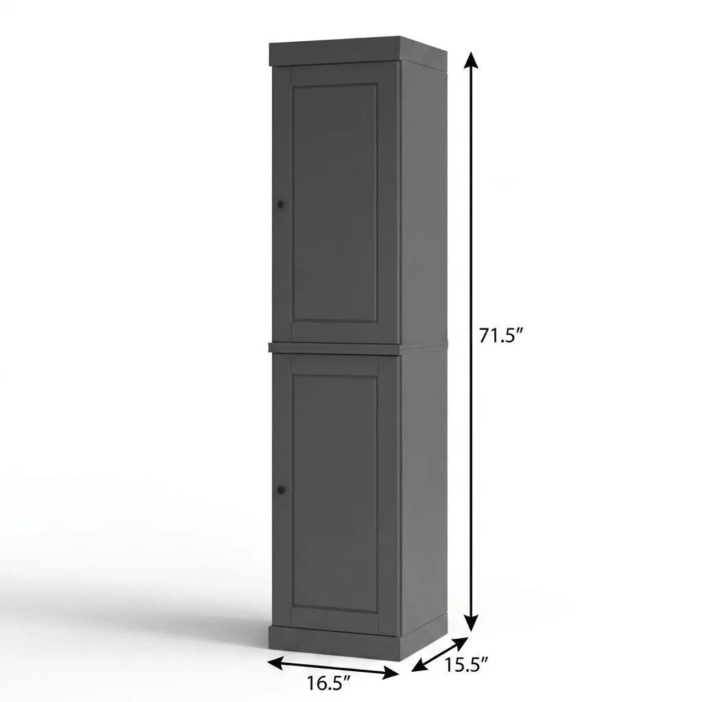 17" Gray Solid Wood Free Standing Double Door Linen Cabinet Homeroots Organization