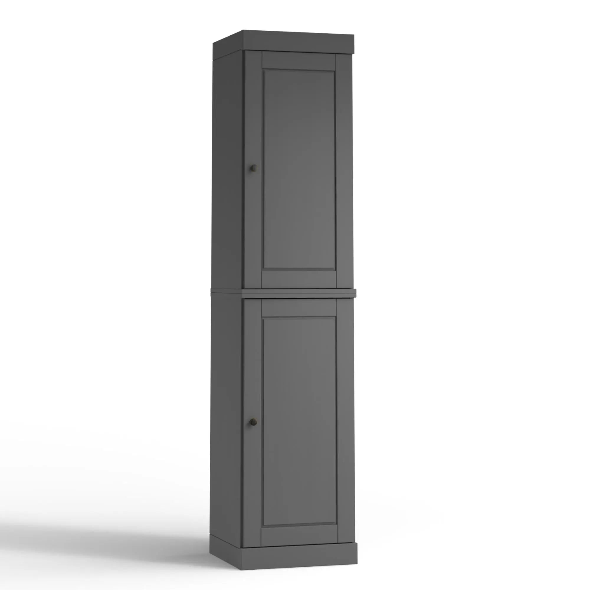 17" Gray Solid Wood Free Standing Double Door Linen Cabinet Homeroots Organization